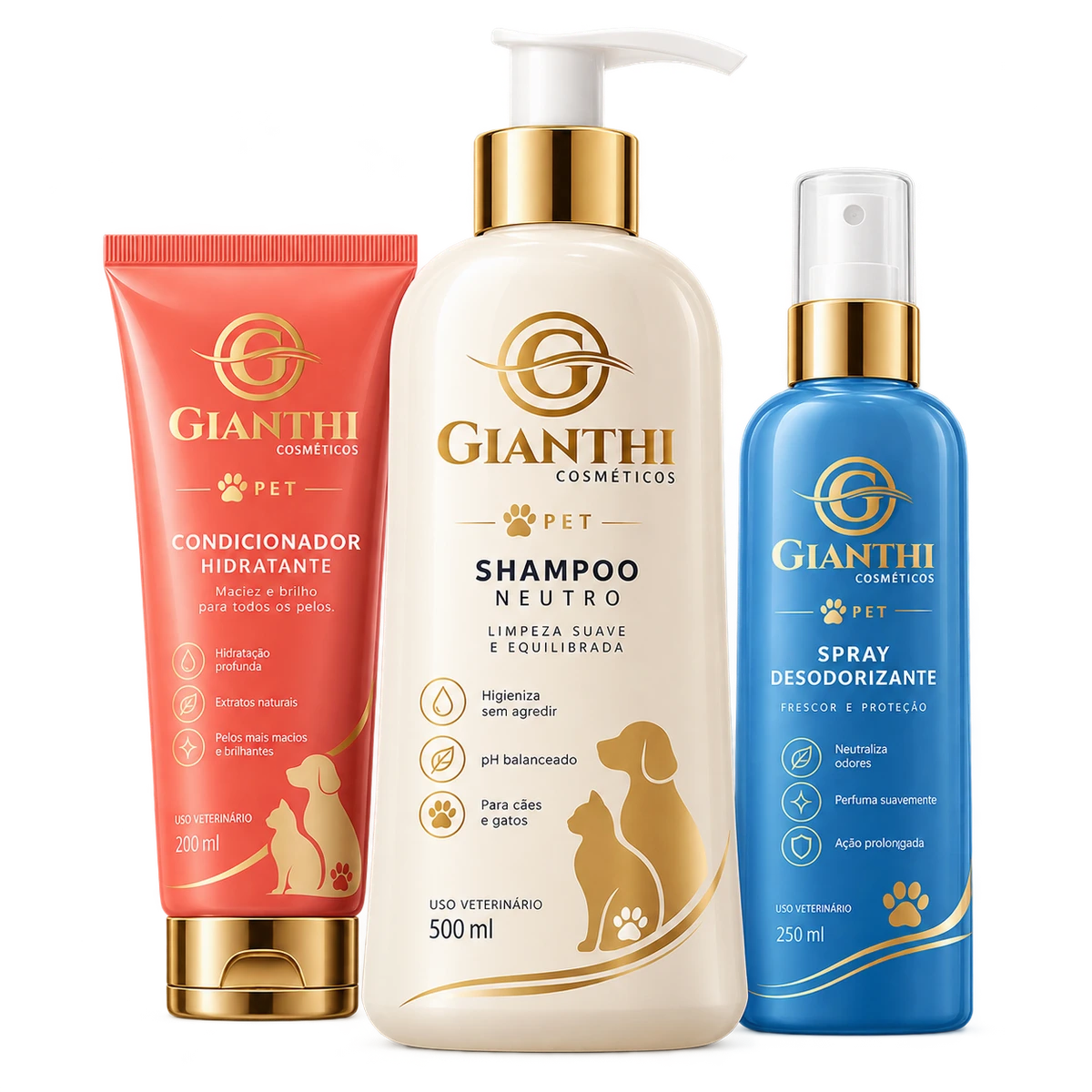 Linha de cosméticos pet Gianthi para higiene, beleza e tratamento animal